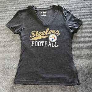 NFL Steelers Women’s V-Neck Shirt Medium Black Gold Team Apparel